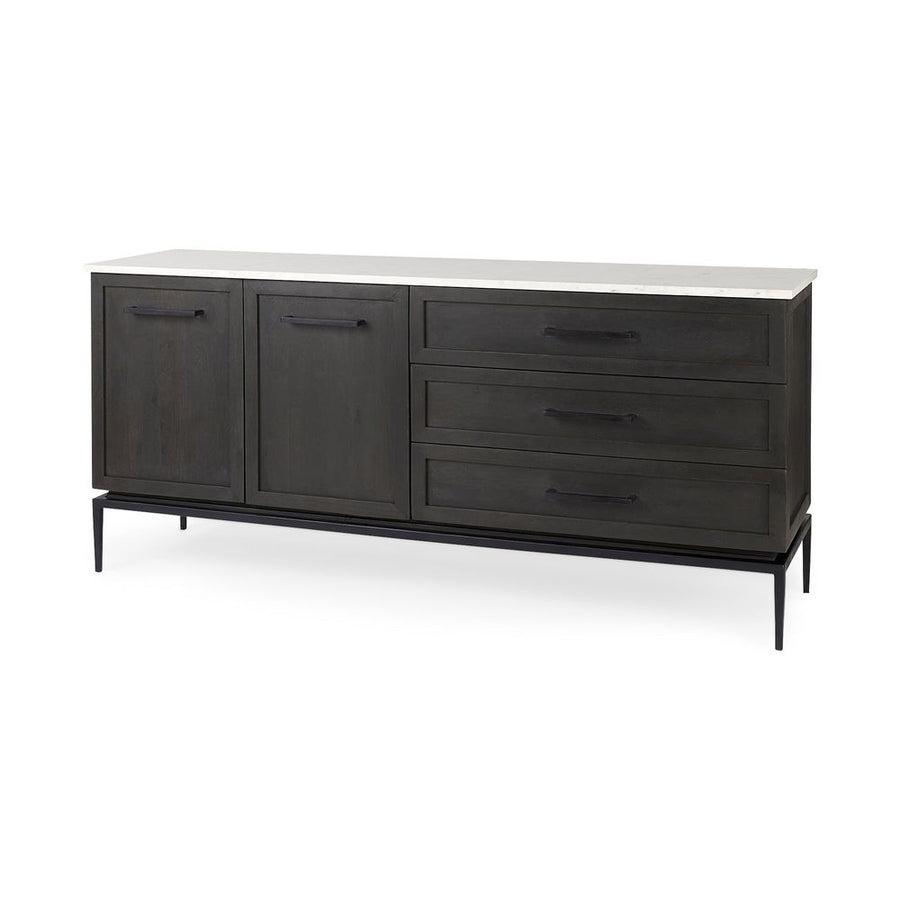 Sideboards & Credenzas Adeline White Marble | Dark Brown Wood Sideboard