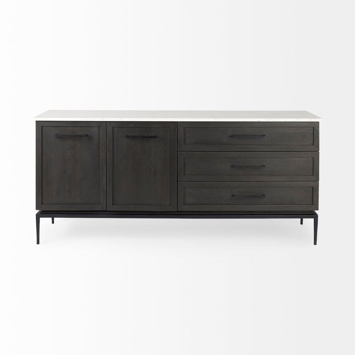 Adeline White Marble | Dark Brown Wood Sideboard