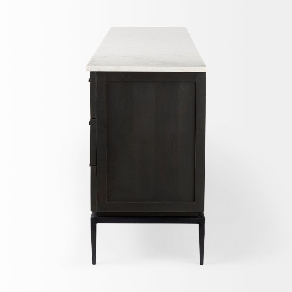 Adeline White Marble | Dark Brown Wood Sideboard