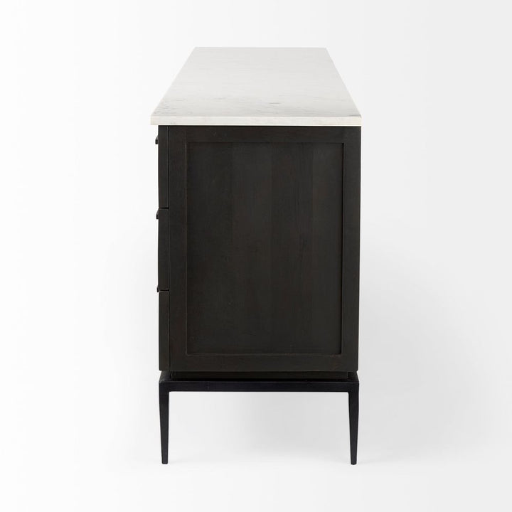Adeline White Marble | Dark Brown Wood Sideboard