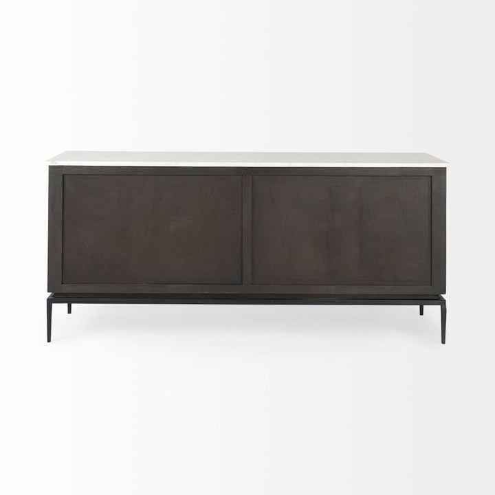 Adeline White Marble | Dark Brown Wood Sideboard
