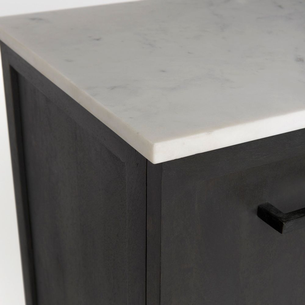Adeline White Marble | Dark Brown Wood Sideboard