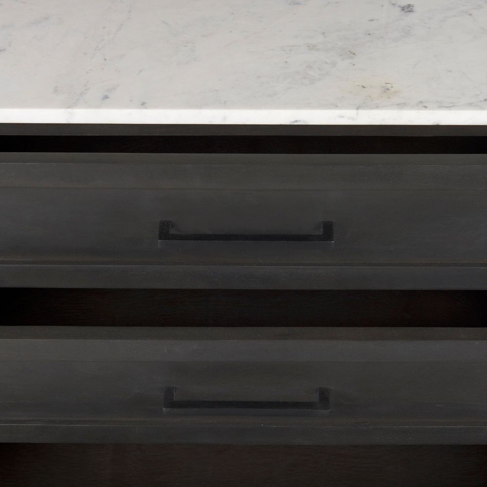 Adeline White Marble | Dark Brown Wood Sideboard