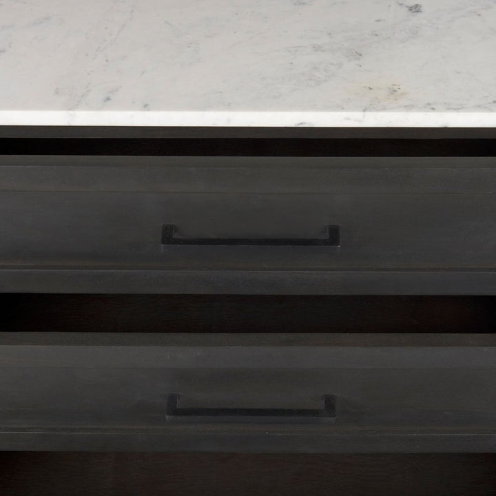 Adeline White Marble | Dark Brown Wood Sideboard