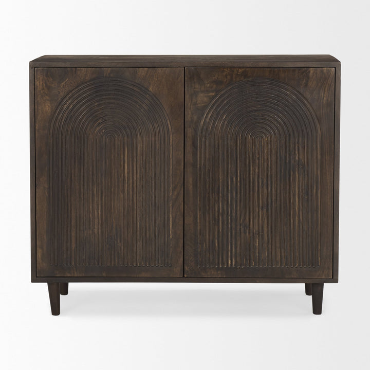 Gerrick Dark Brown Wood | 2 Door Accent Cabinet