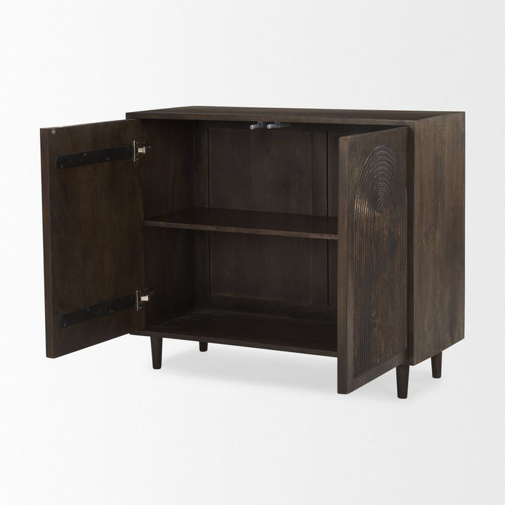 Gerrick Dark Brown Wood | 2 Door Accent Cabinet