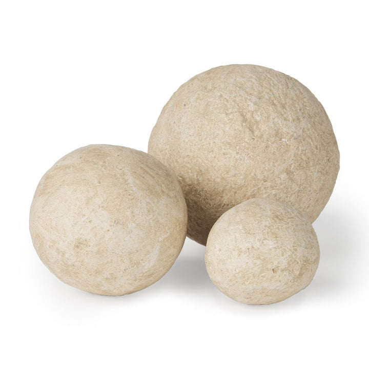 Stavros Beige Paper Mache | Set of 3 Decorative Object