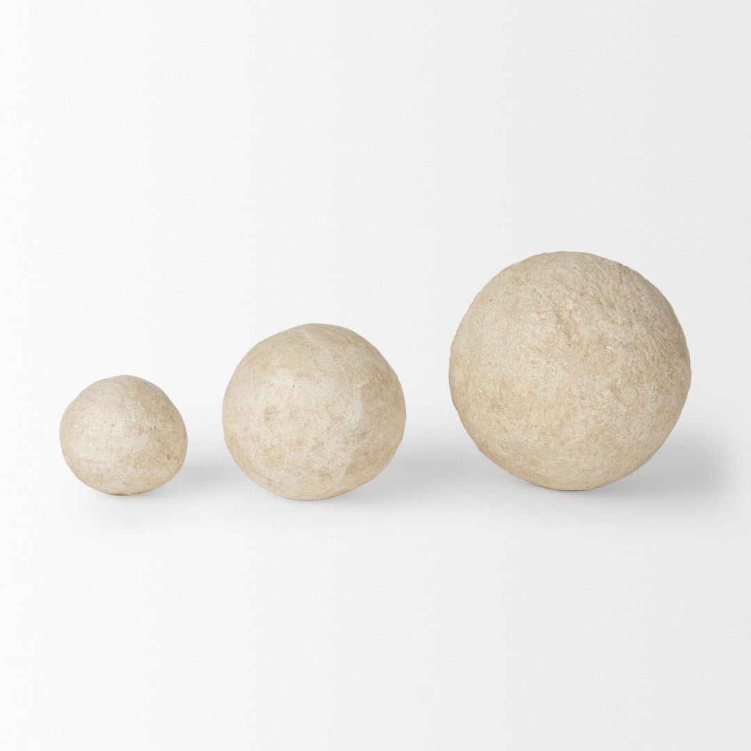 Stavros Beige Paper Mache | Set of 3 Decorative Object