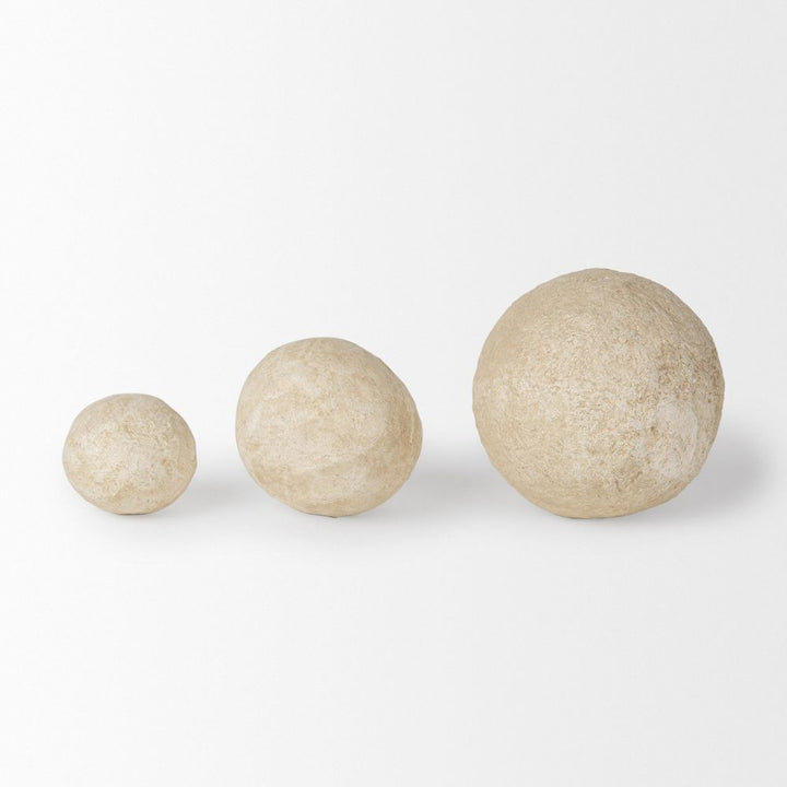 Stavros Beige Paper Mache | Set of 3 Decorative Object