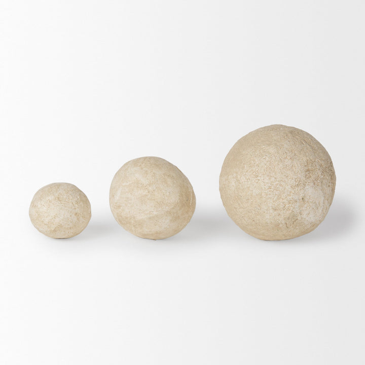 Stavros Beige Paper Mache | Set of 3 Decorative Object