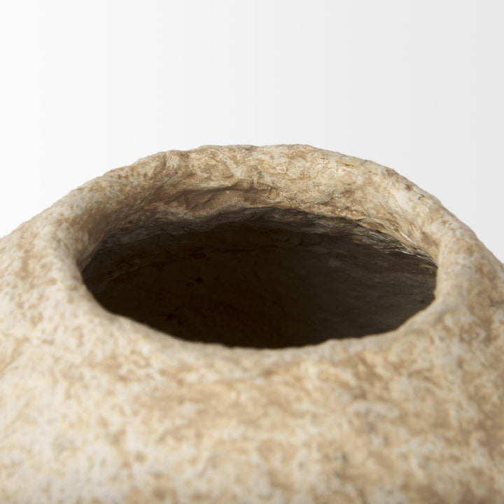 Lavoisier Beige Paper Mache | Small Vase