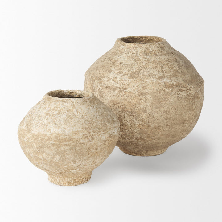 Lavoisier Beige Paper Mache | Small Vase