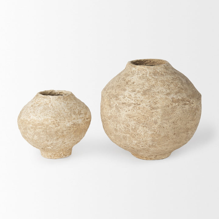 Lavoisier Beige Paper Mache | Large Vase