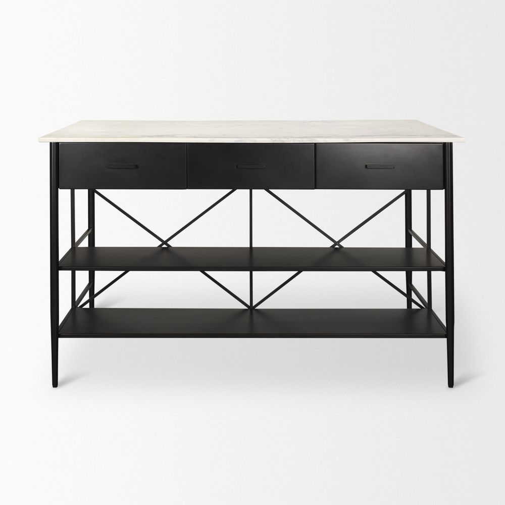 Toryn Kitchen Island with Marble Top