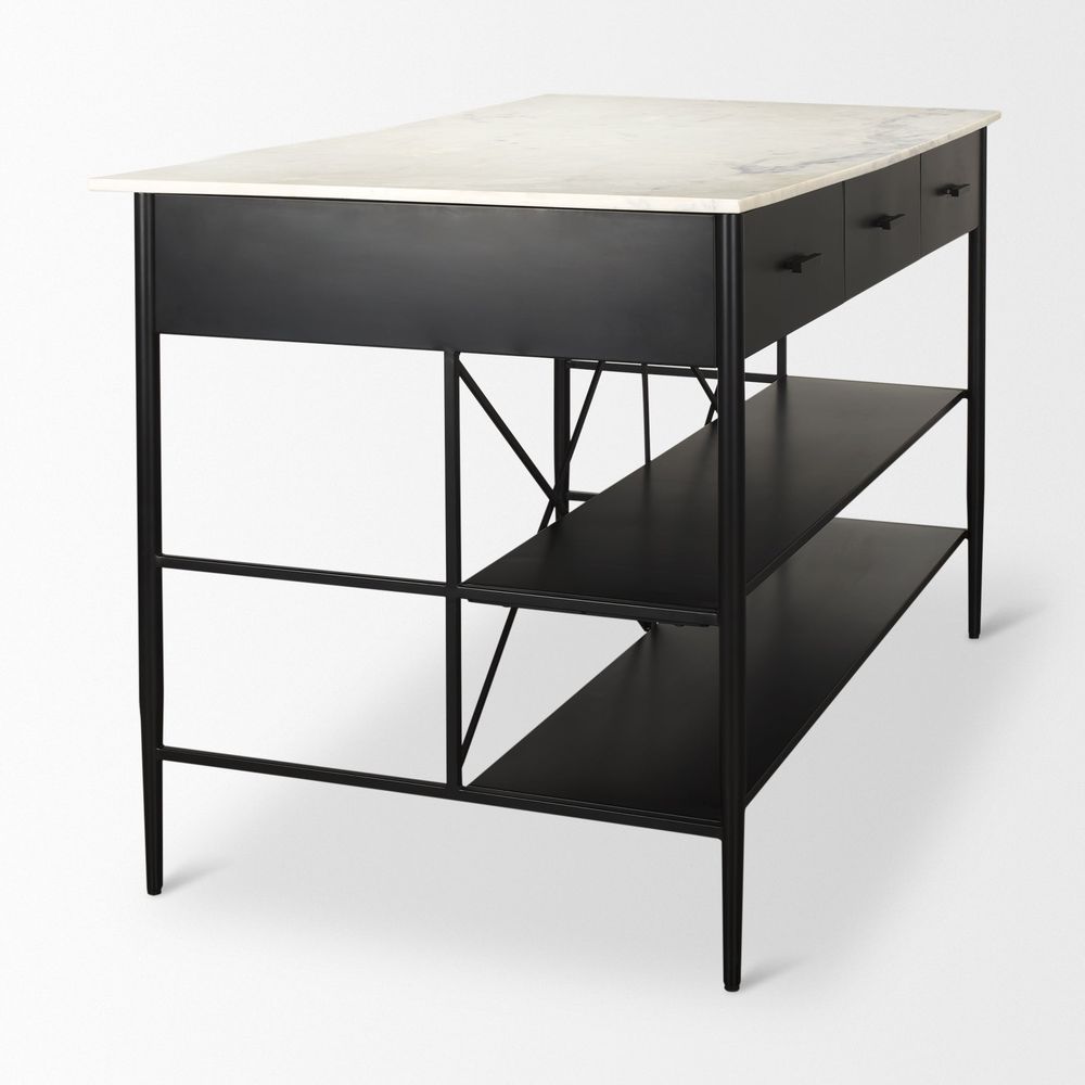 Toryn Kitchen Island with Marble Top