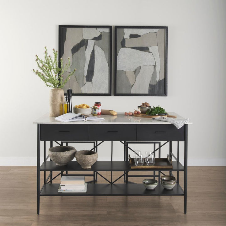 Toryn Kitchen Island with Marble Top