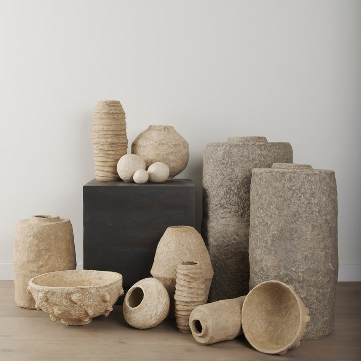 Stavros Beige Paper Mache | Set of 3 Decorative Object