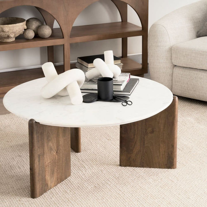 Amethyst Dark Brown | White Marble Coffee Table