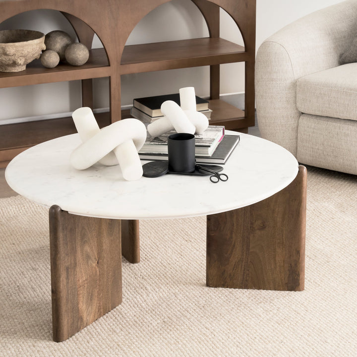 Amethyst Dark Brown | White Marble Coffee Table
