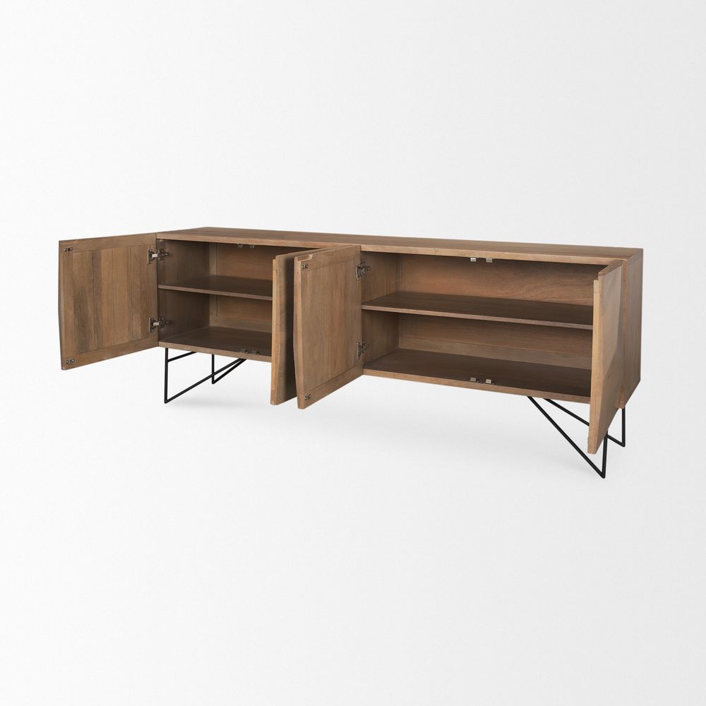 Sideboards & Credenzas Victoria Light Brown Wood | Black Metal Sideboard