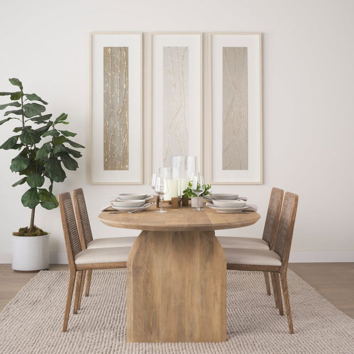 Bowie Cream Fabric |Brown Wood (Side Chair) Dining Chair