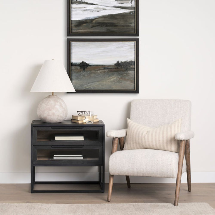 Garrick Black & Brown Wood | Black Metal End/Side Table