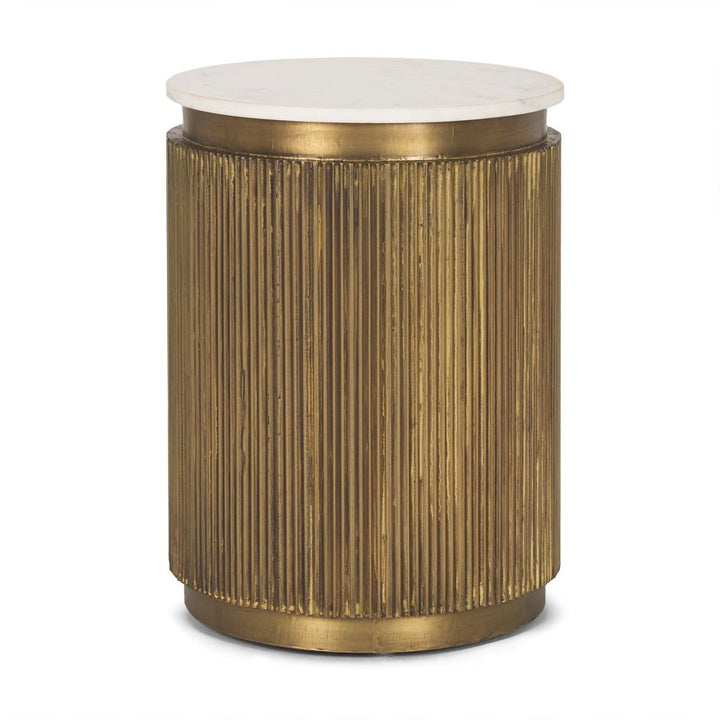 Vesper White Marble | Gold Metal Accent Table