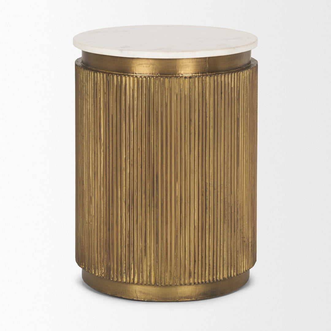 Vesper White Marble | Gold Metal Accent Table