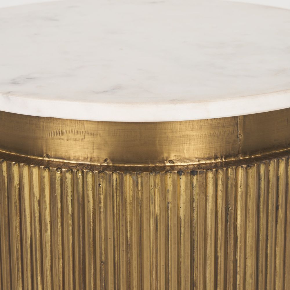 Vesper White Marble | Gold Metal Accent Table