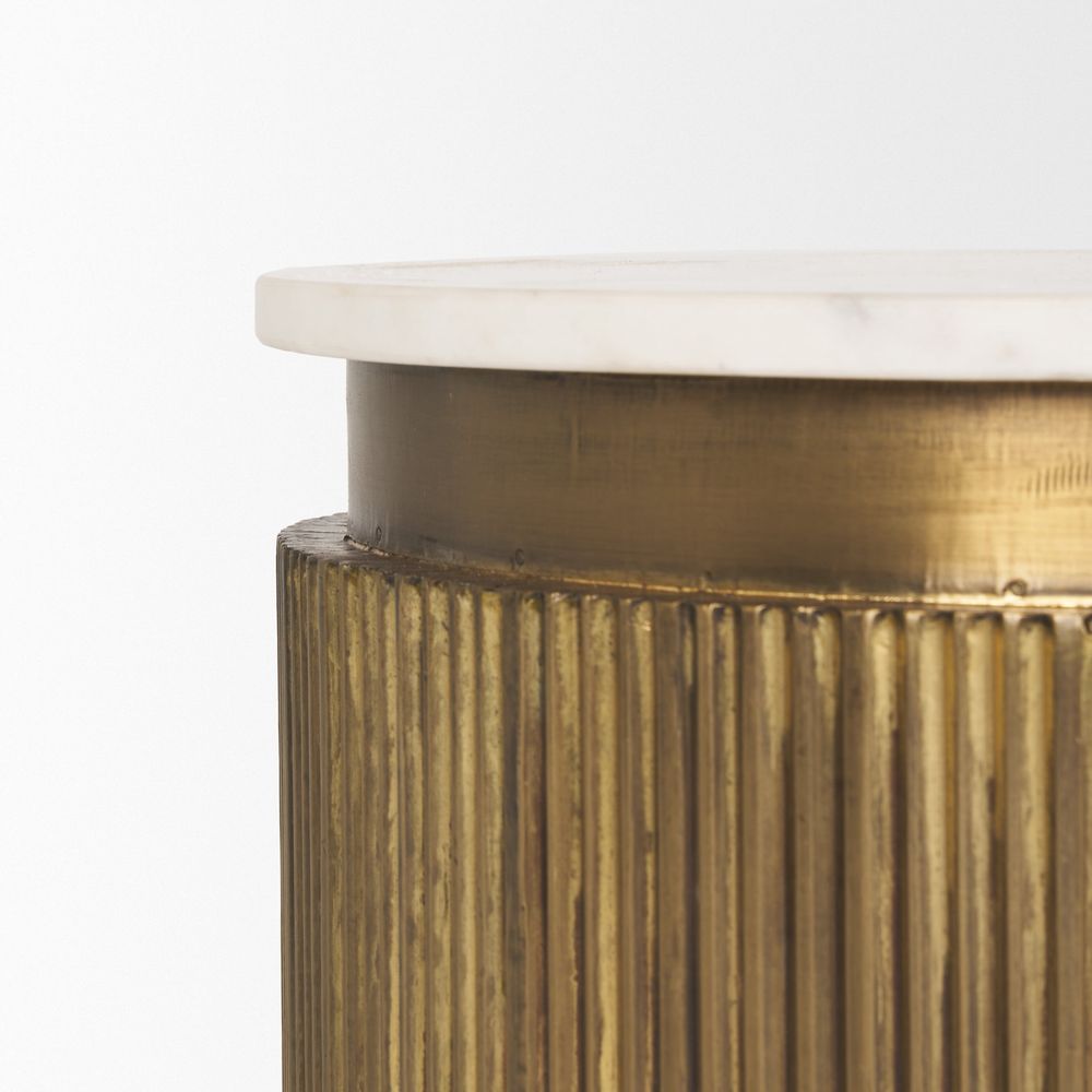 Vesper White Marble | Gold Metal Accent Table