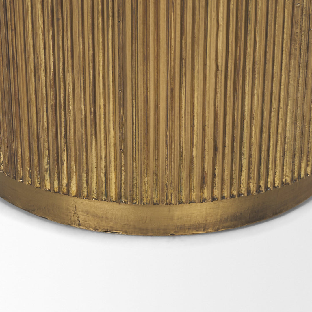 Vesper White Marble | Gold Metal Accent Table
