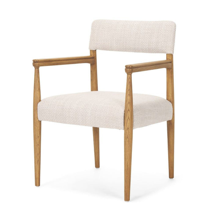 Saxon Light Brown Wood | Oatmeal Performance Fabric Dining Chair