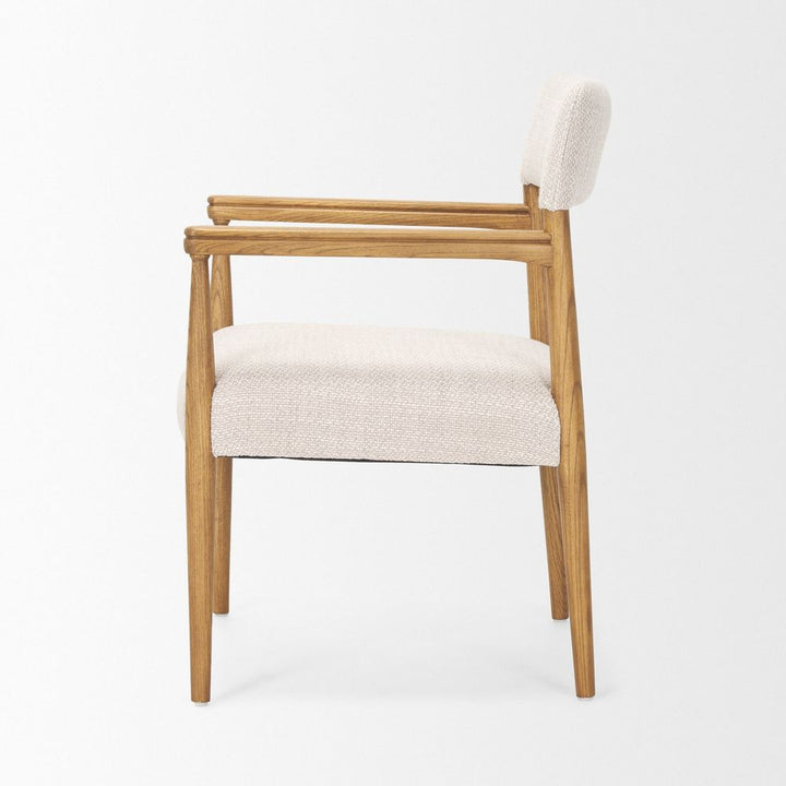 Saxon Light Brown Wood | Oatmeal Performance Fabric Dining Chair