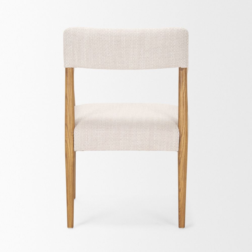 Saxon Light Brown Wood | Oatmeal Performance Fabric Dining Chair