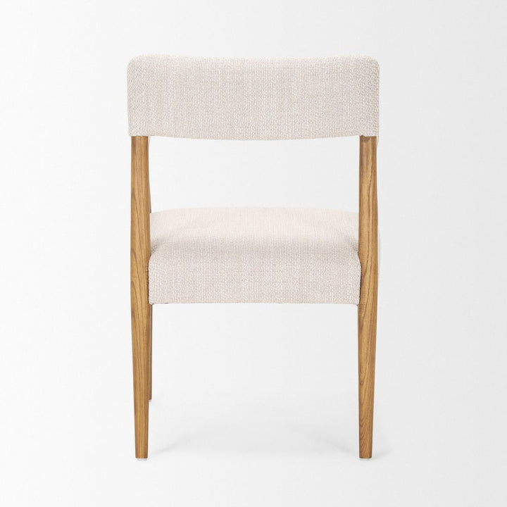 Saxon Light Brown Wood | Oatmeal Performance Fabric Dining Chair