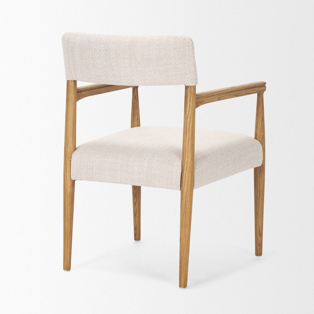 Saxon Light Brown Wood | Oatmeal Performance Fabric Dining Chair