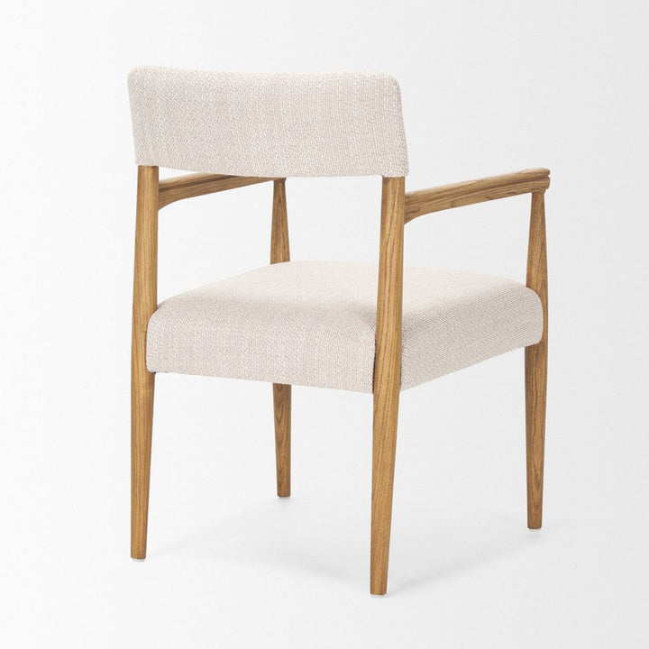 Saxon Light Brown Wood | Oatmeal Performance Fabric Dining Chair