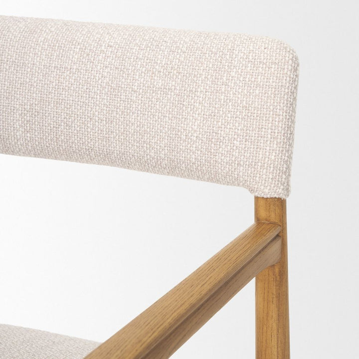 Saxon Light Brown Wood | Oatmeal Performance Fabric Dining Chair