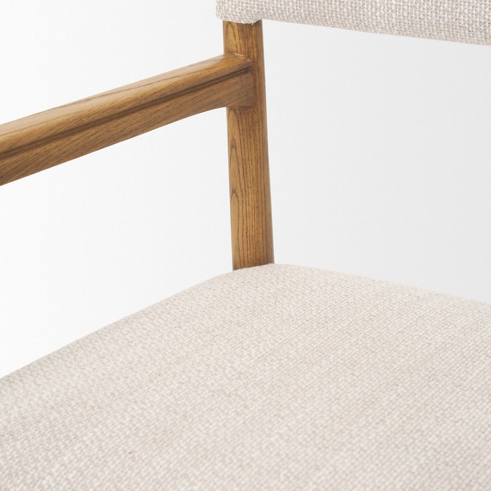 Saxon Light Brown Wood | Oatmeal Performance Fabric Dining Chair