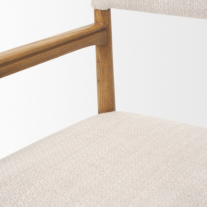 Saxon Light Brown Wood | Oatmeal Performance Fabric Dining Chair