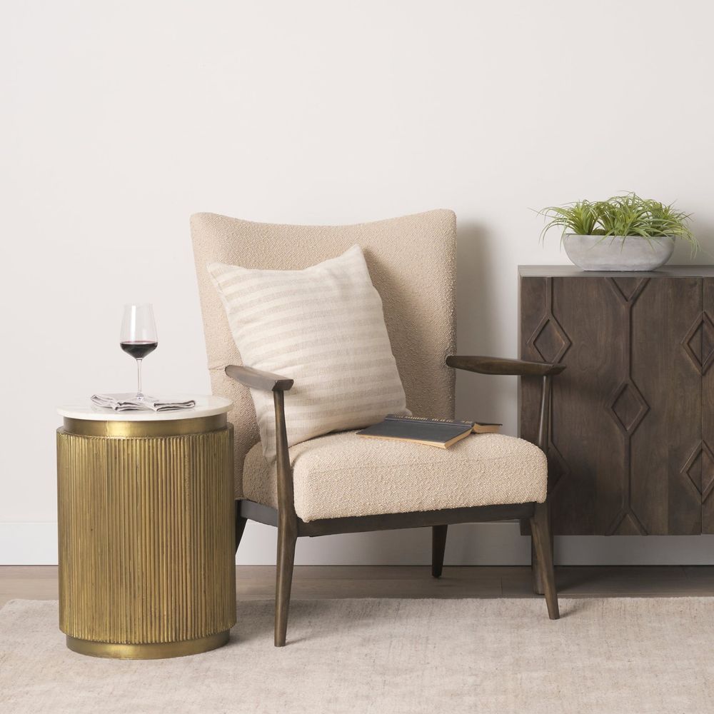 Vesper White Marble | Gold Metal Accent Table