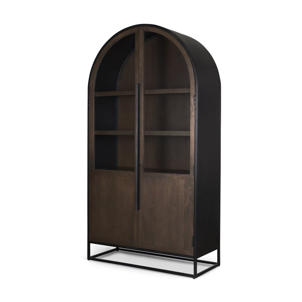 Garrick Dark Brown Wood | Black Metal | 80"H Display Cabinet