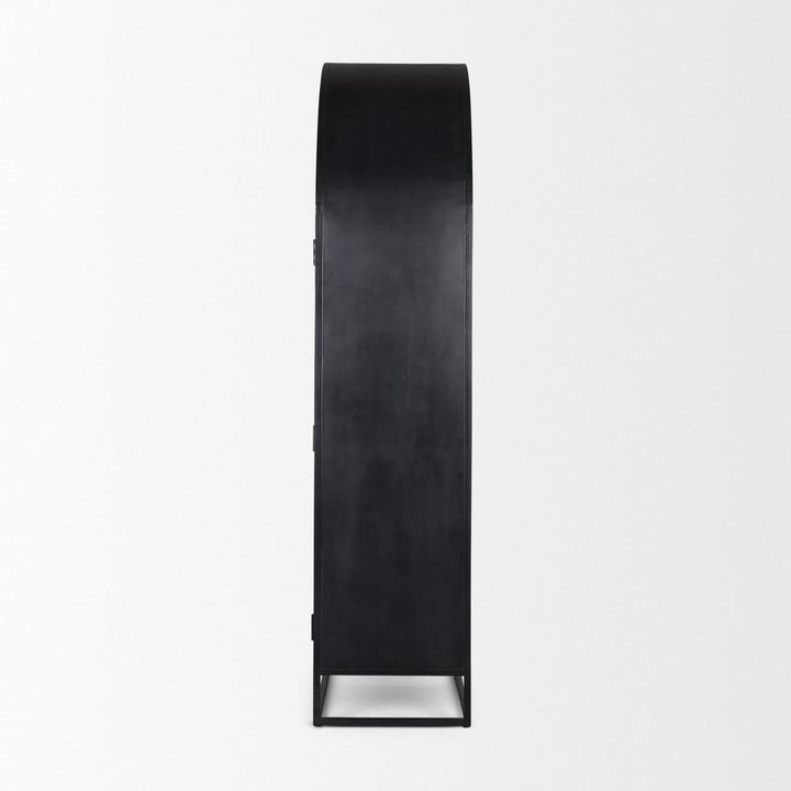 Garrick Dark Brown Wood | Black Metal | 80"H Display Cabinet