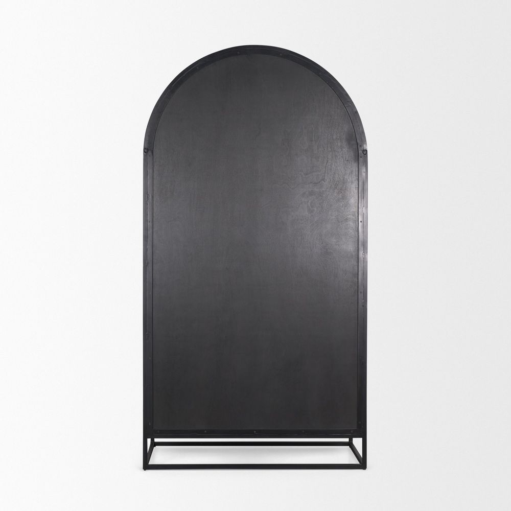Garrick Dark Brown Wood | Black Metal | 80"H Display Cabinet
