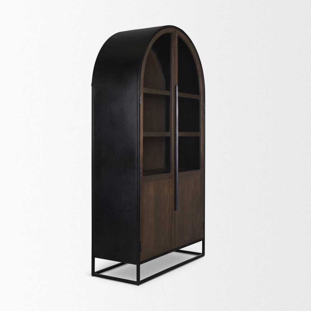 Garrick Dark Brown Wood | Black Metal | 80"H Display Cabinet