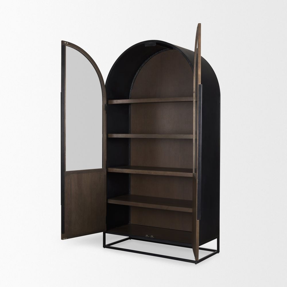 Garrick Dark Brown Wood | Black Metal | 80"H Display Cabinet