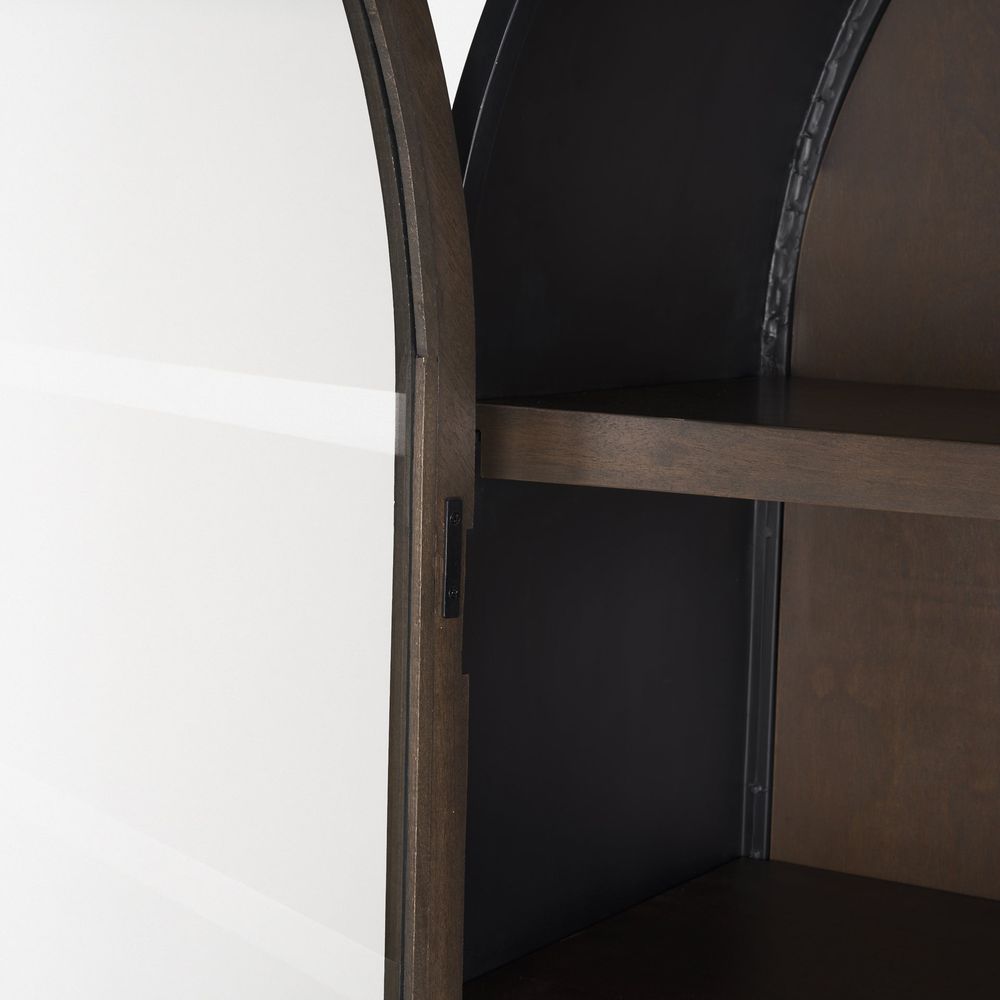 Garrick Dark Brown Wood | Black Metal | 80"H Display Cabinet