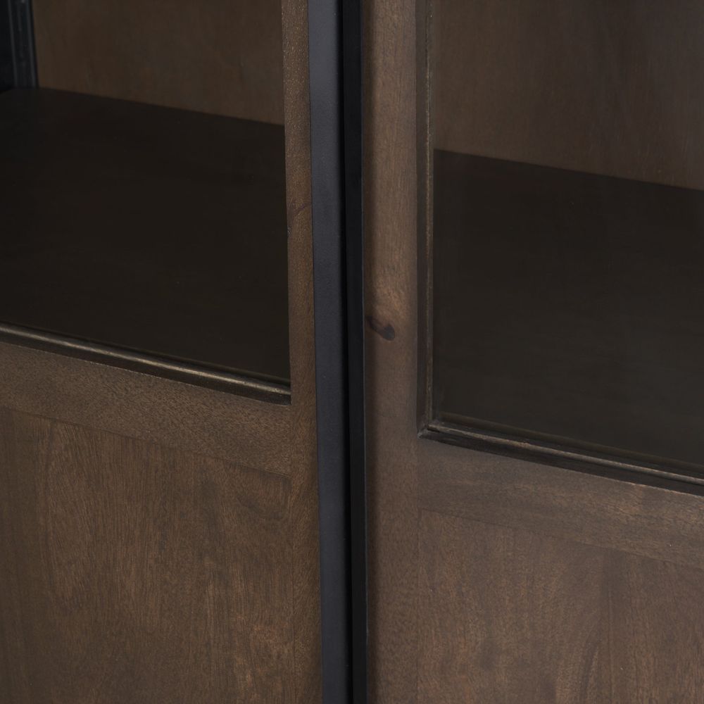 Garrick Dark Brown Wood | Black Metal | 80"H Display Cabinet