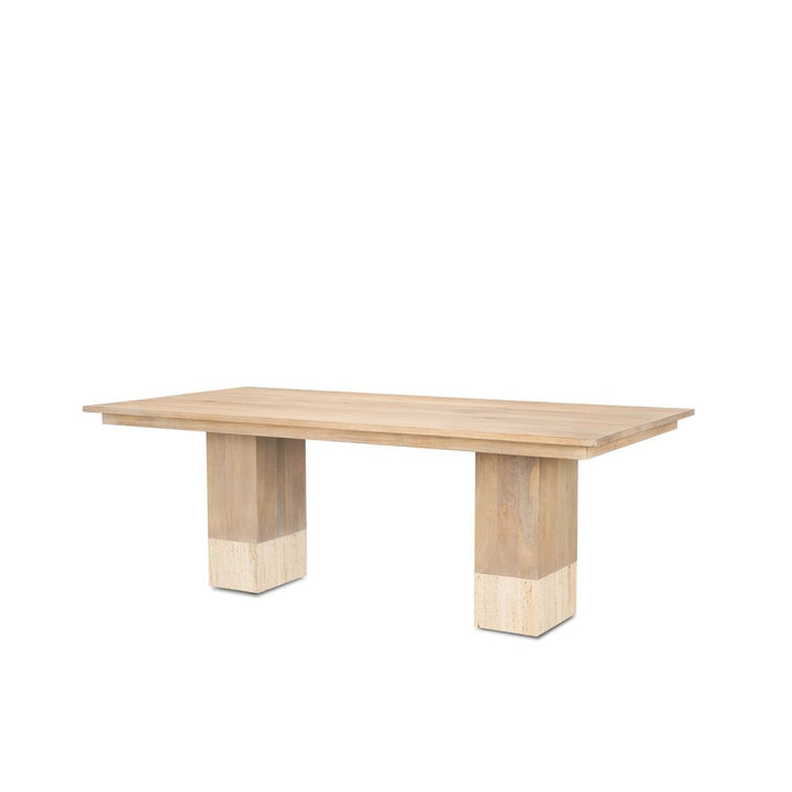 Lyra Mango Wood | Travertine | 84" Dining Table