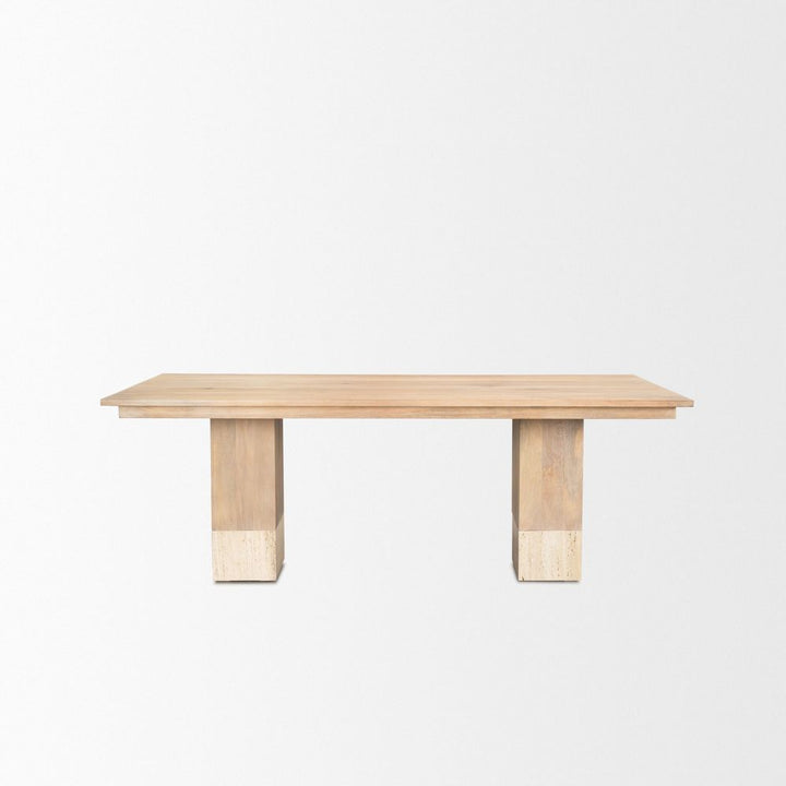 Lyra Mango Wood | Travertine | 84" Dining Table